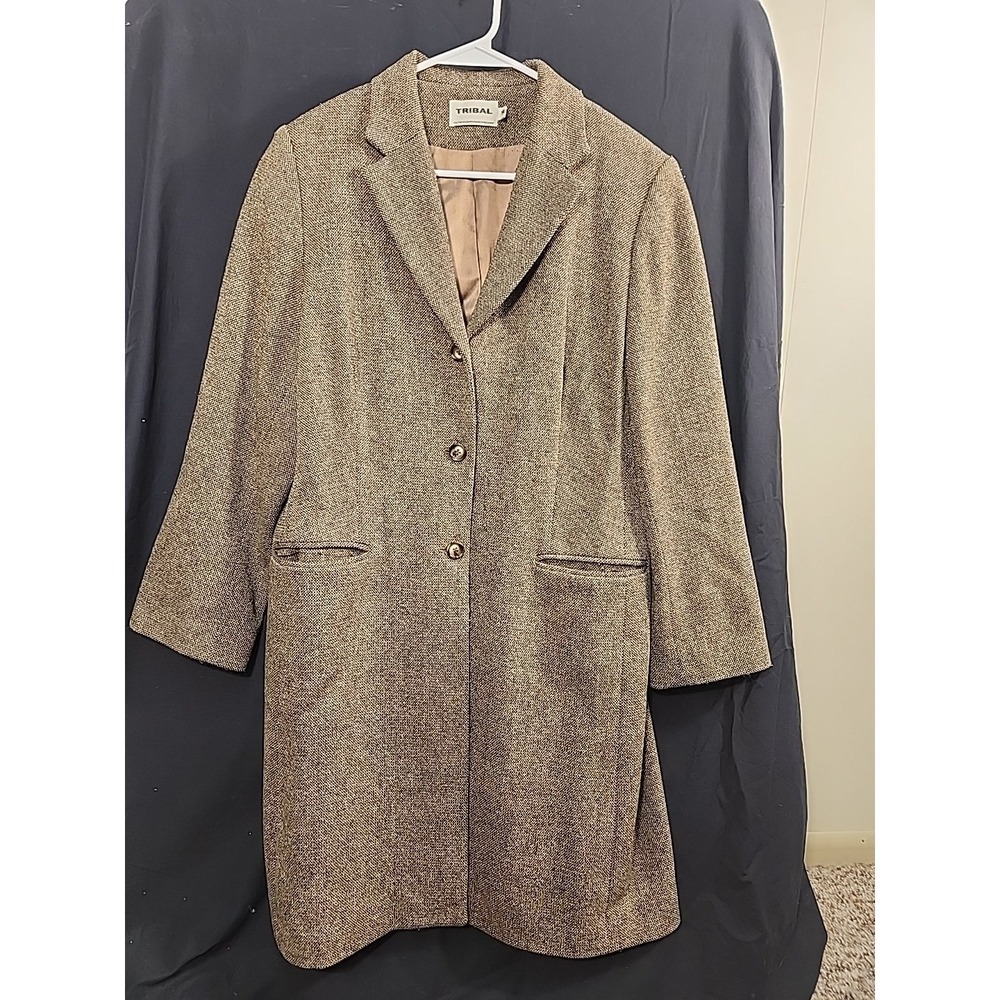 Womans Tribal Tan Coat Wool Blend Size 14